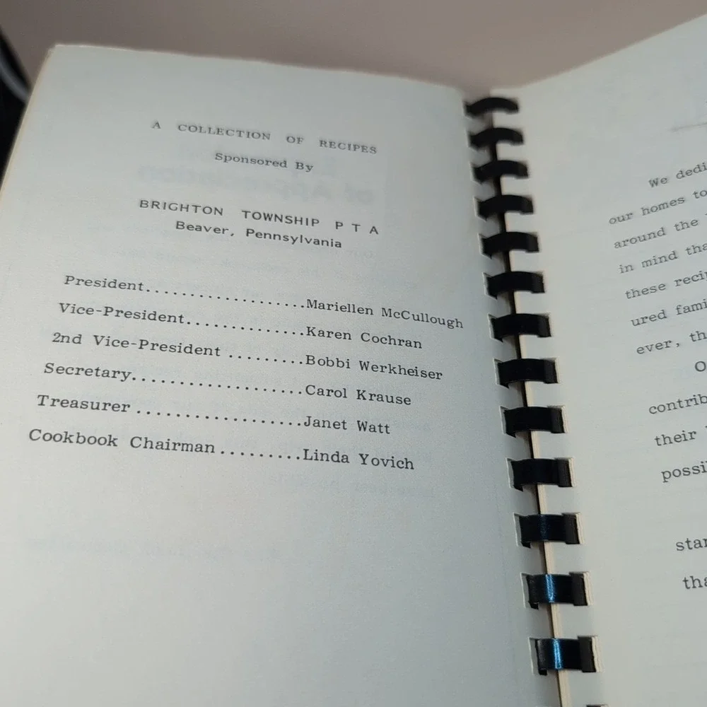 Butter N Love‎ Recipes 1984 Brighton Township PTA Cookbook Plastic Comb Bound